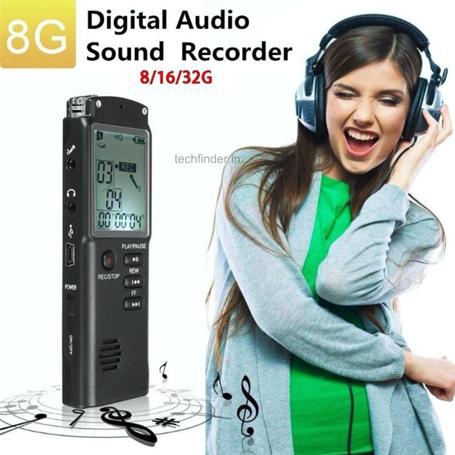 8GB Digital Audio Voice Sound Recorder with Display